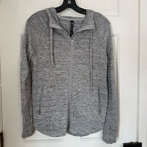 90 Degree By Reflex Heathered Gray Zip-Up Hoodie with Thumb Holes, Activewear